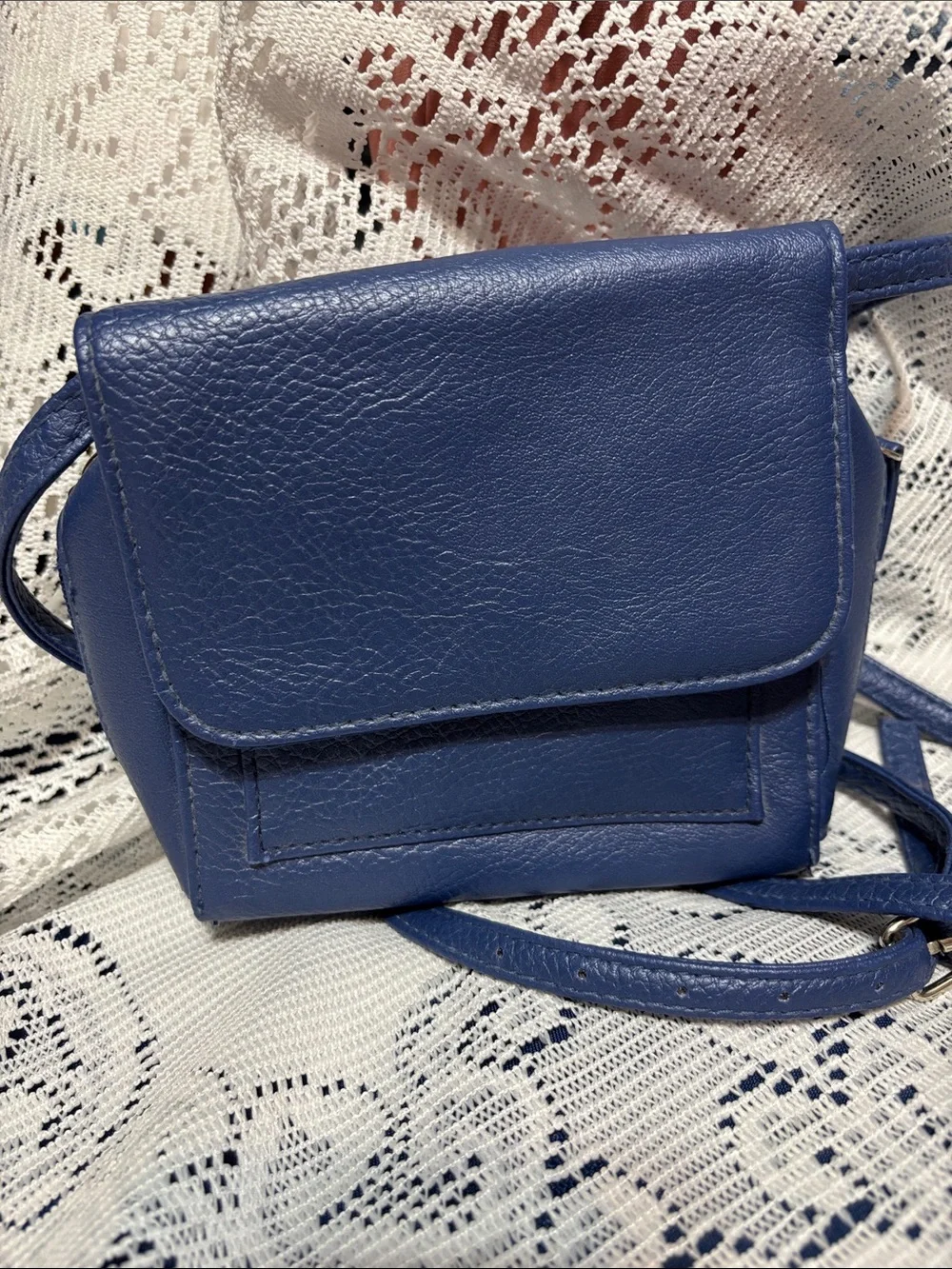 Avon Blue Compact Crossbody Bag with Flap